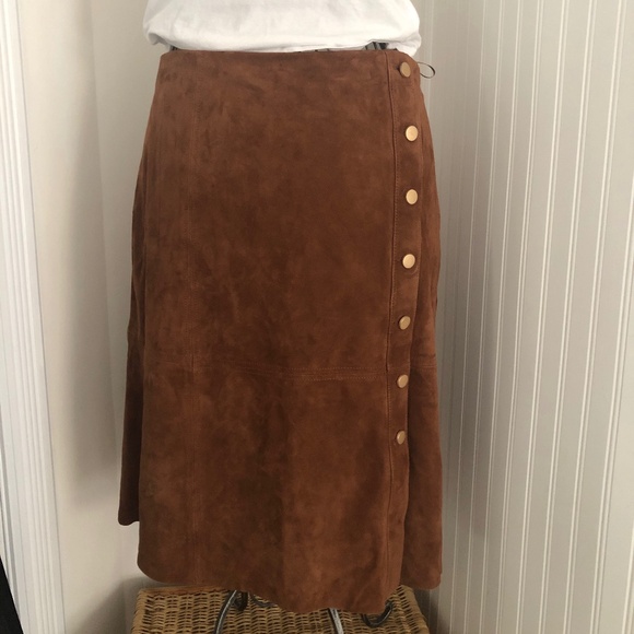 Vintage Rust Classic Genuine Suede  Talbots MIDI Lined  Skirt - Picture 1 of 5